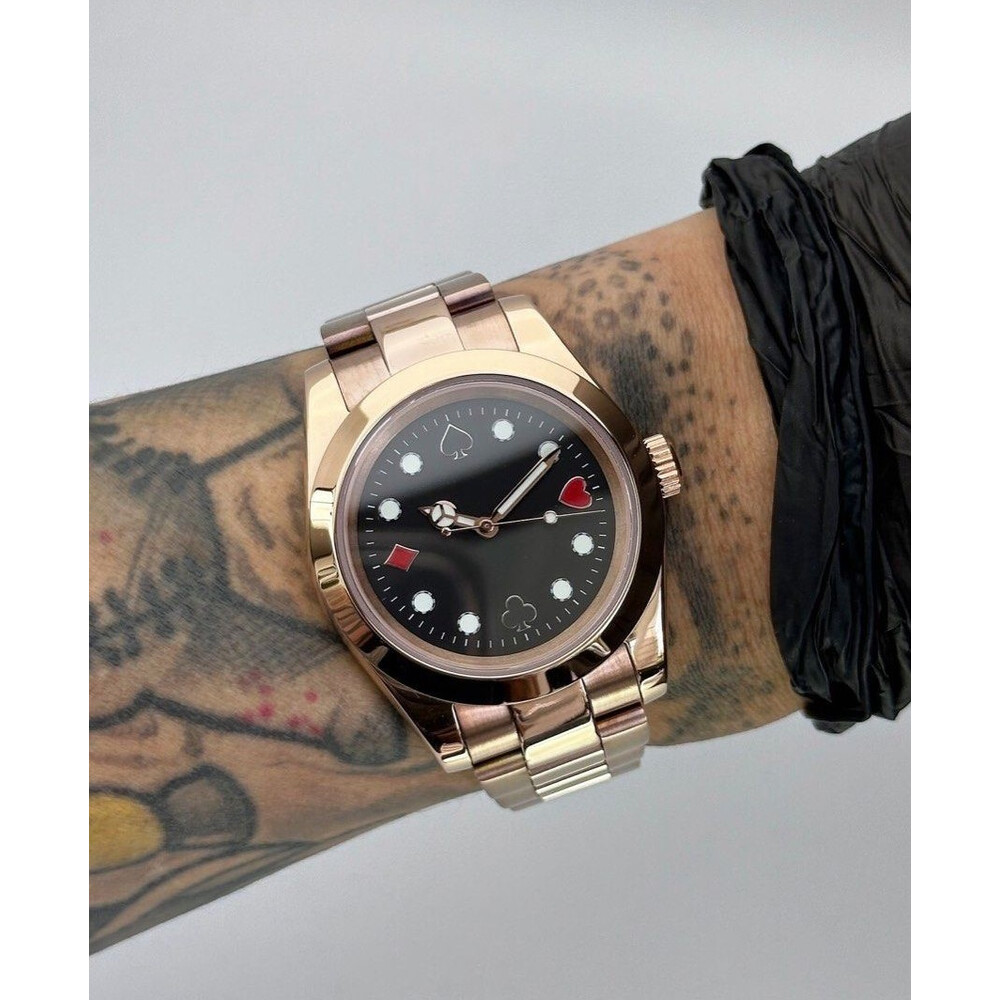 Custom Seiko Mod • No Logo Poker Rose Gold Oyster Perpetual • 39mm